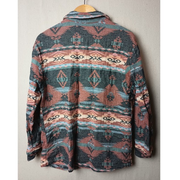 Womens Shacket‎ Large Aztec Southwest Western Tribal Button Up Shirt Flannel K - Picture 6 of 7